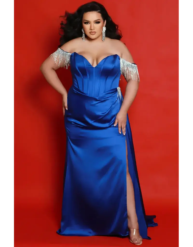 JK SYDNEYS CLOSET Strapless corset fringe shoulder & collar JK242608