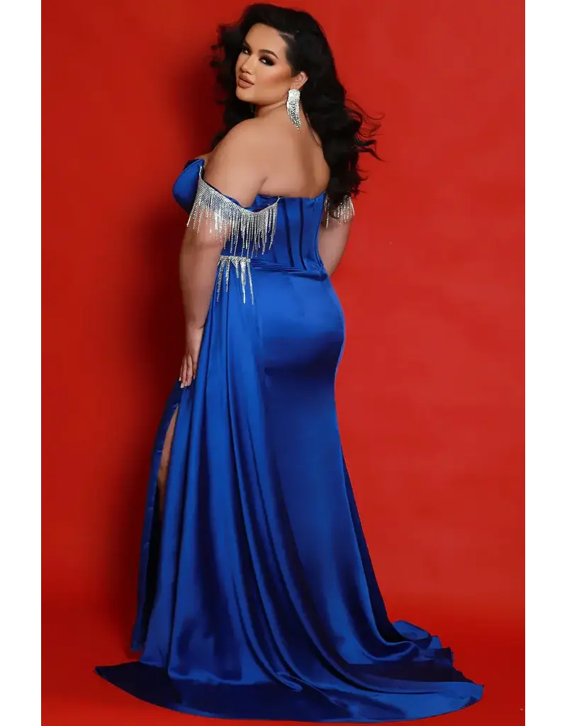 JK SYDNEYS CLOSET Strapless corset fringe shoulder & collar JK242608