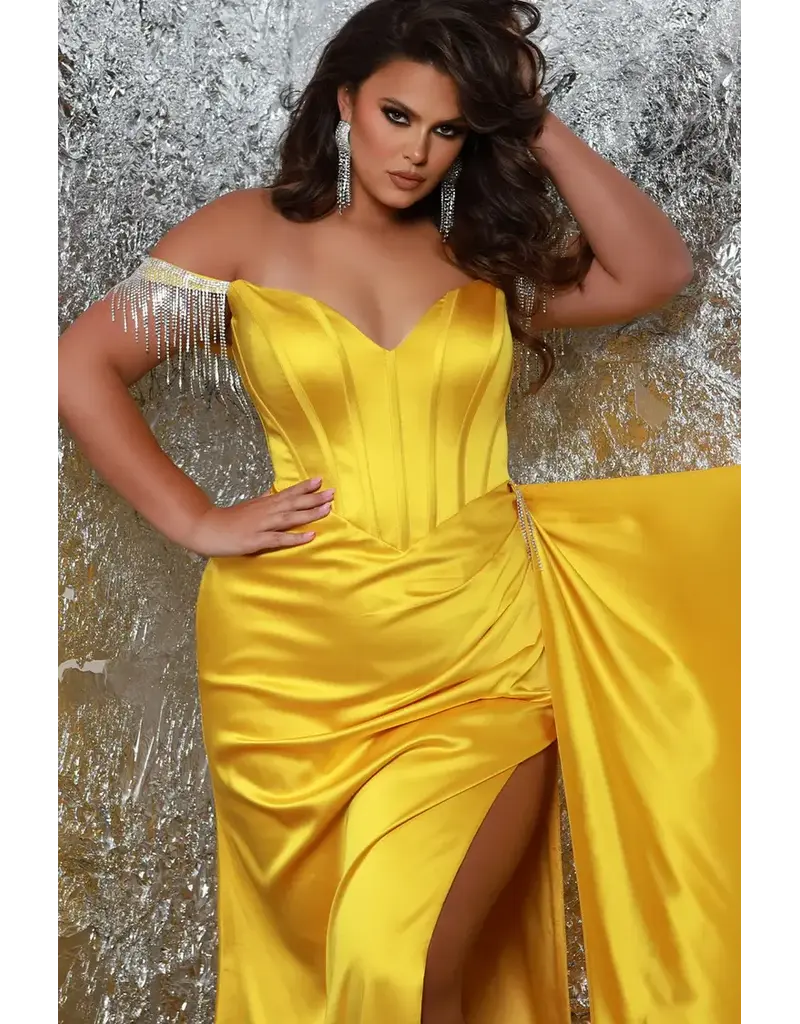 JK SYDNEYS CLOSET Strapless corset fringe shoulder & collar JK242608