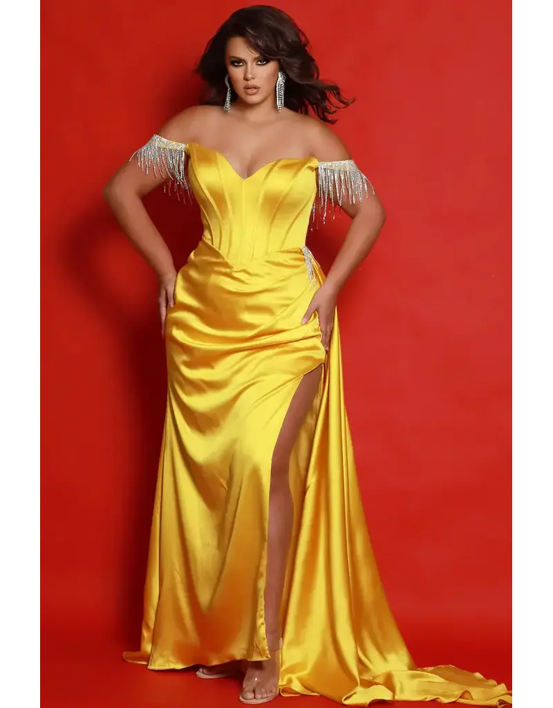 JK SYDNEYS CLOSET Strapless corset fringe shoulder & collar JK242608