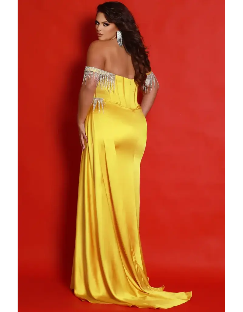 JK SYDNEYS CLOSET Strapless corset fringe shoulder & collar JK242608