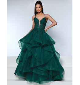 KATE PARKER Lace corset glitter tulle ruffle ballgown 25931