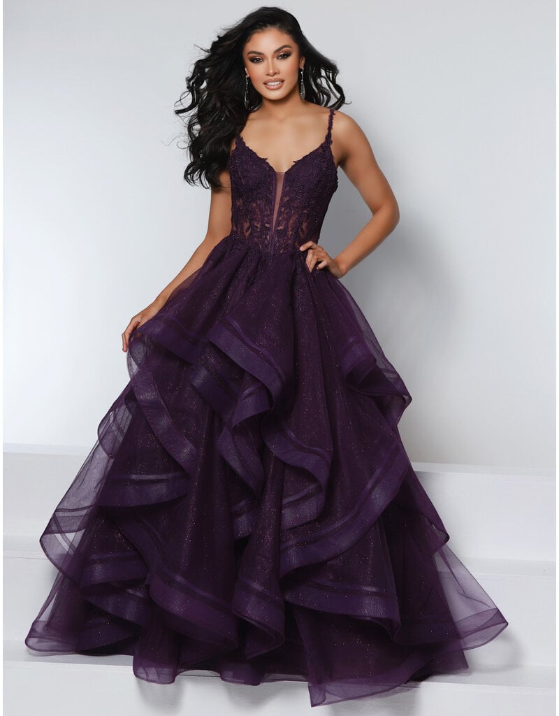 KATE PARKER Lace corset glitter tulle ruffle ballgown 25931