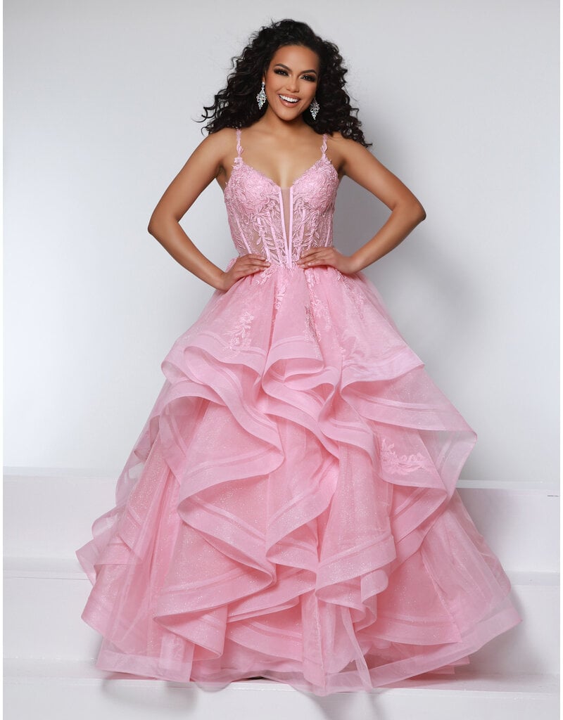 KATE PARKER Lace corset glitter tulle ruffle ballgown 25931