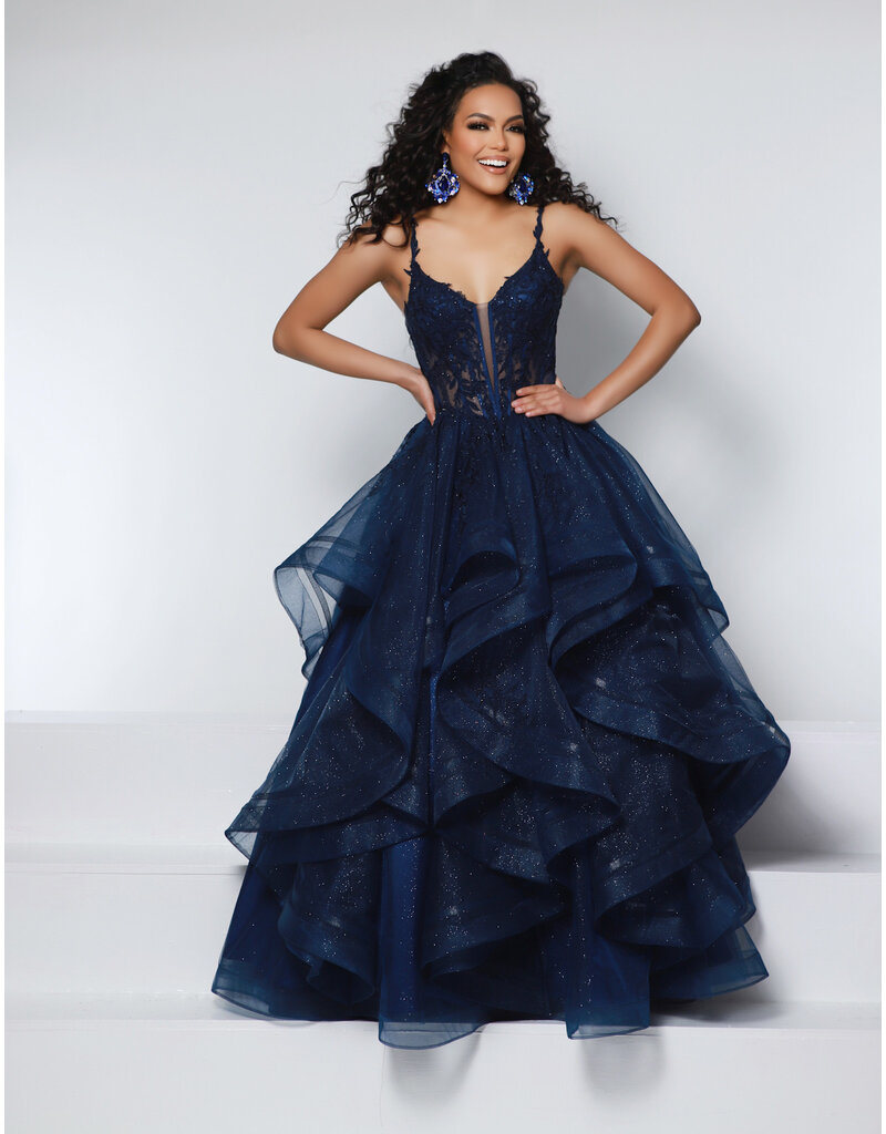 KATE PARKER Lace corset glitter tulle ruffle ballgown 25931