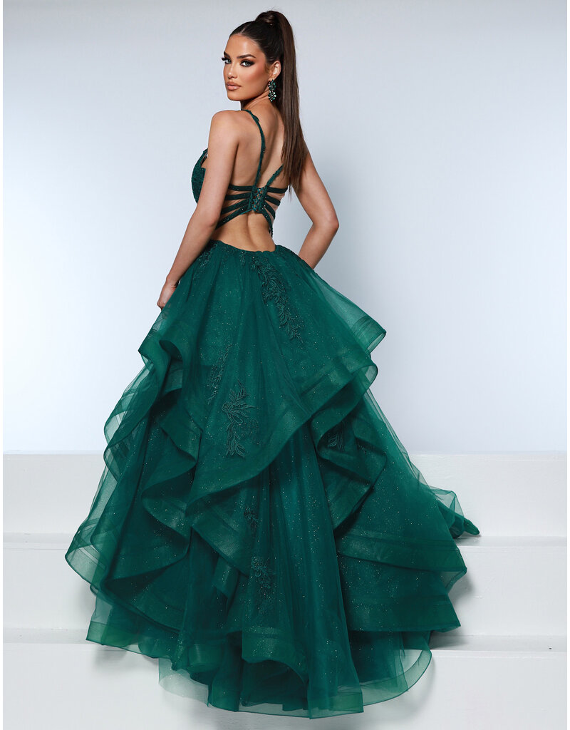 KATE PARKER Lace corset glitter tulle ruffle ballgown 25931