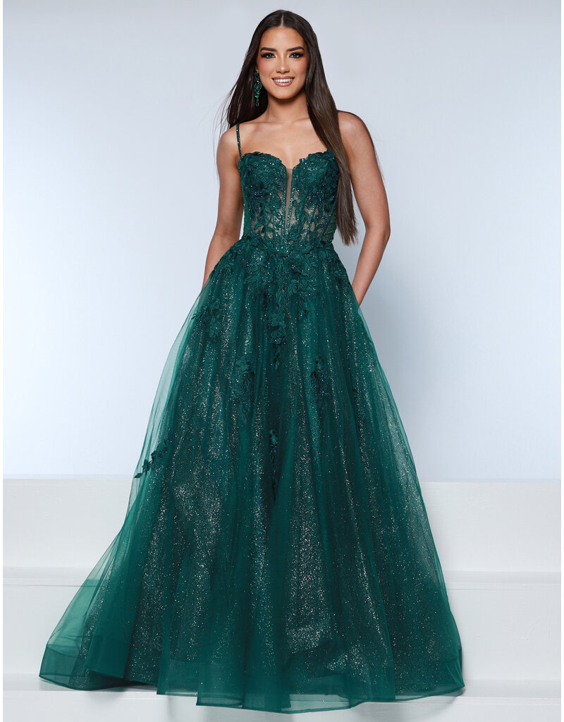 KATE PARKER Beaded lace corset bodice glitter tulle ballgown 25932