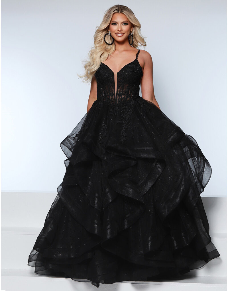 KATE PARKER Lace corset glitter tulle ruffle ballgown 25931