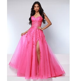 KATE PARKER Lace strap corset sheer bodice tulle a-line w/slit 25943