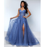 KATE PARKER Lace strap corset sheer bodice tulle a-line w/slit 25943