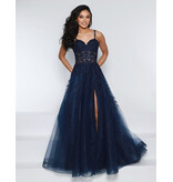 KATE PARKER Lace strap corset sheer bodice tulle a-line w/slit 25943