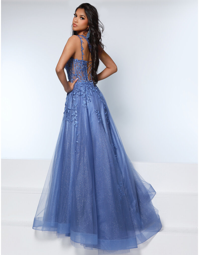 KATE PARKER Lace strap corset sheer bodice tulle a-line w/slit 25943