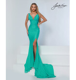 Tank v-neck beaded fit n flare w/slit 9213A