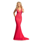 Tank v-neck beaded fit n flare w/slit 9213A