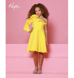 Sugar Kayne One shoulder ruffle short ballgown C409