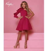 Sugar Kayne One shoulder ruffle short ballgown C409