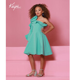 Sugar Kayne One shoulder ruffle short ballgown C409
