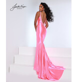 Beaded jersey fitted gown w/beaded leg slit 3237
