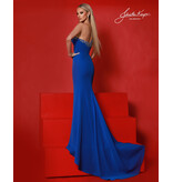 One shoulder beaded v-neck w/leg slit 3257