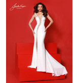 One shoulder beaded v-neck w/leg slit 3257