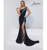 One shoulder beaded fitted gown w/leg slit 3292