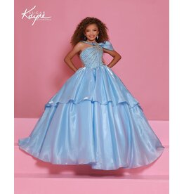 Sugar Kayne Beaded asymmetrical bodice crystal organza ballgown C403