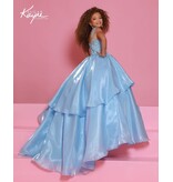Sugar Kayne Beaded asymmetrical bodice crystal organza ballgown C403