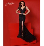 Fully beaded lace tank v-neck w/slit 3209