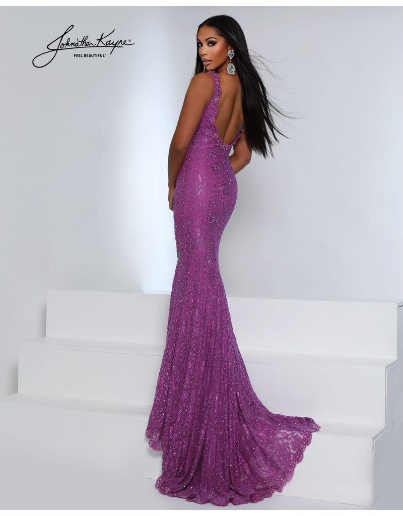 Fully beaded lace tank v-neck w/slit 3209