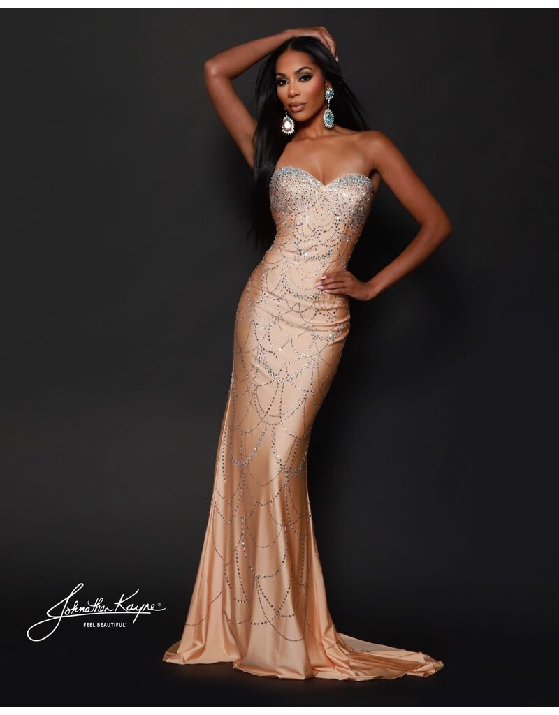 Strapless beaded fitted gown 3245