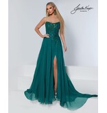 Strapless corset lace sequin bodice w/chiffon skirt 3256