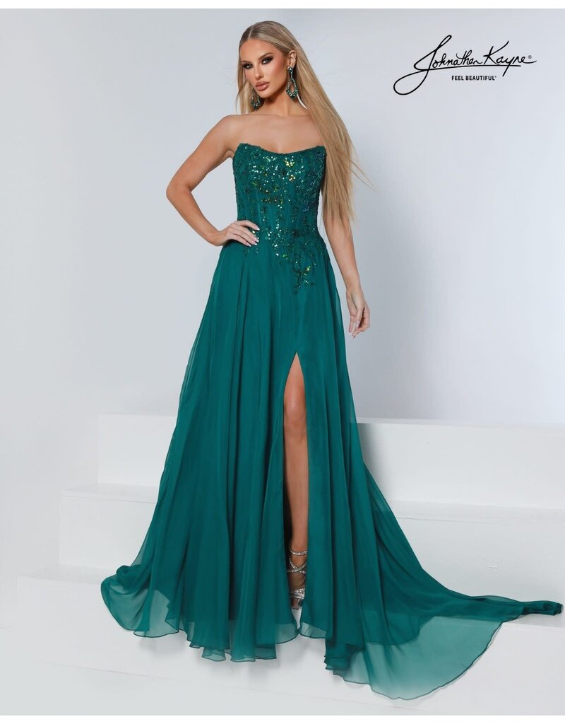 Strapless corset lace sequin bodice w/chiffon skirt 3256