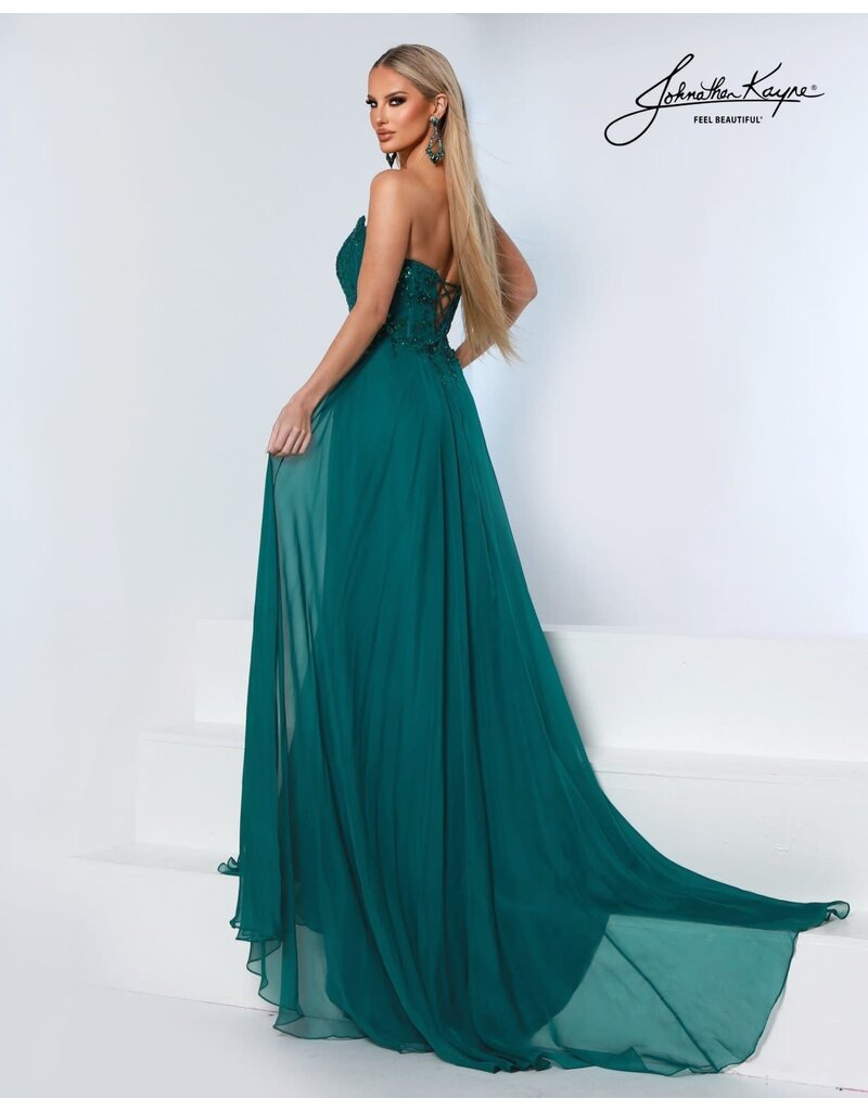 Strapless corset lace sequin bodice w/chiffon skirt 3256