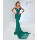 Beaded fitted side cute out deep v-neck 3283