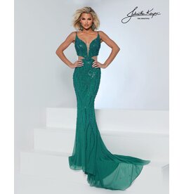 Beaded fitted side cute out deep v-neck 3283
