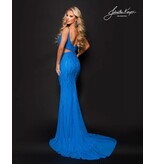 Beaded fitted side cute out deep v-neck 3283