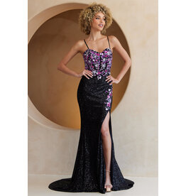 AMELIA COUTURE SEQUIN, FLORAL, TANK, LACE-UP BACK W/ SLIT 702661