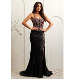 AMELIA COUTURE SEQUIN, FLORAL, TANK, LACE-UP BACK W/ SLIT 702661