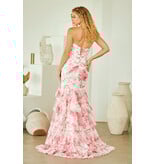 AMELIA COUTURE STRPLSS, RUFFLES, FLORAL, LACE-UP BCK, MERMAID W/ SLIT 802660