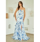 AMELIA COUTURE STRPLSS, RUFFLES, FLORAL, LACE-UP BCK, MERMAID W/ SLIT 802660