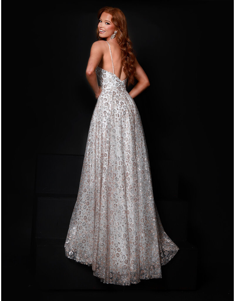 KATE PARKER Sequin A-line v-neck gown w/pockets 26297