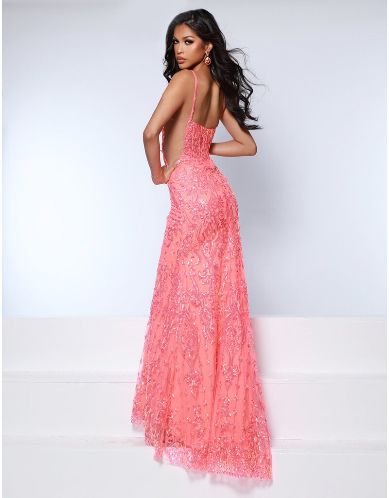 KATE PARKER Full sequin fit and flare w/side mesh 26304