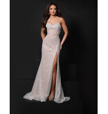 KATE PARKER Spaghetti strap pearl beaded fitted corset gown 26291