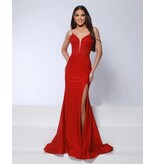 KATE PARKER Spaghetti strap jersey lace corset bodice fitted gown 26034