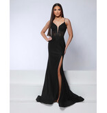 KATE PARKER Spaghetti strap jersey lace corset bodice fitted gown 26034