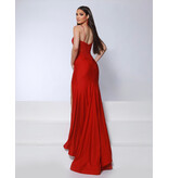 KATE PARKER Spaghetti strap jersey lace corset bodice fitted gown 26034