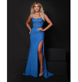 KATE PARKER Fully beaded fitted gown w/leg slit 26087