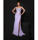 KATE PARKER Fully beaded fitted gown w/leg slit 26087