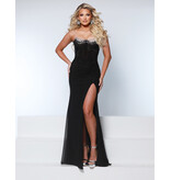KATE PARKER Beaded corset bodice fitted gown w/leg slit 26088