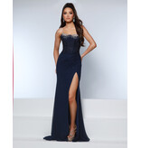 KATE PARKER Beaded corset bodice fitted gown w/leg slit 26088